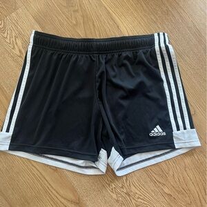 Adidas Black Shorts with White Stripes